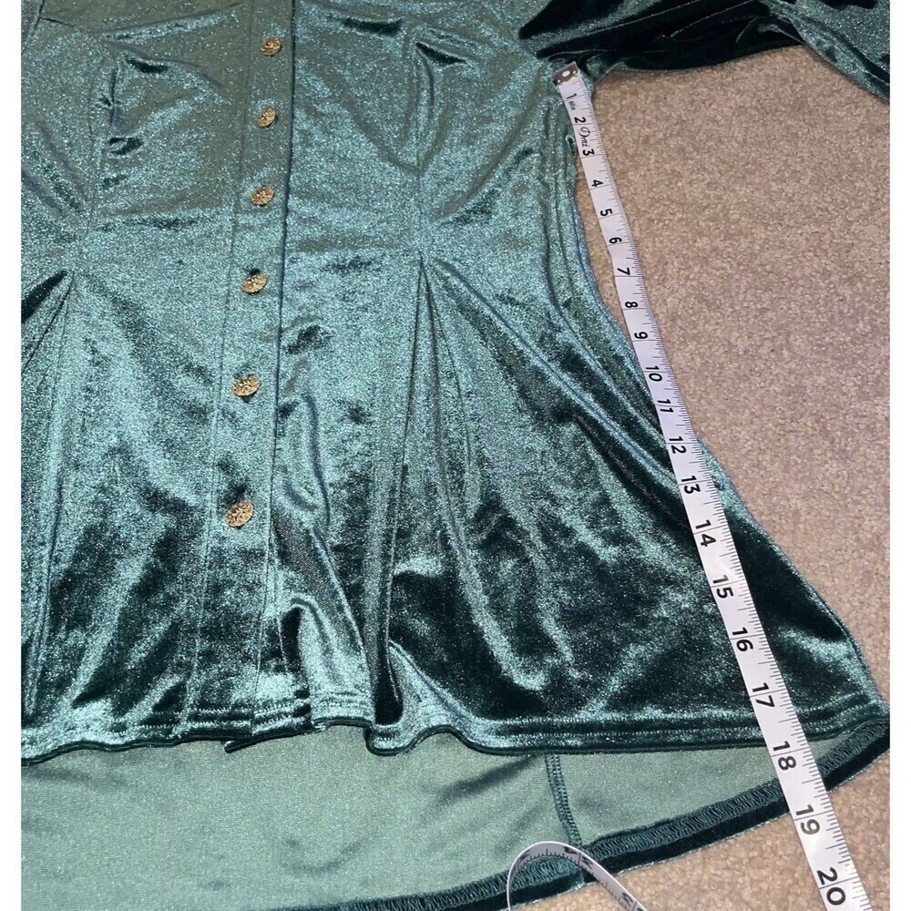 Soft Surroundings (Small) Women’s- Green Velvet Enchanted Button Shirt Fiona - Picture 9 of 16